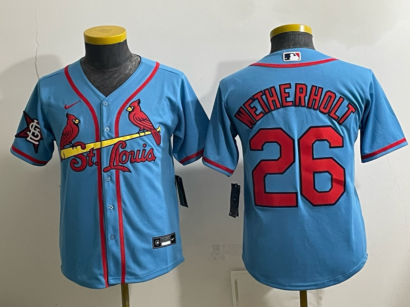 Youth 2026 St.Louis Cardinals #26 Wetherholt blue Nike MLB Jersey 0903003